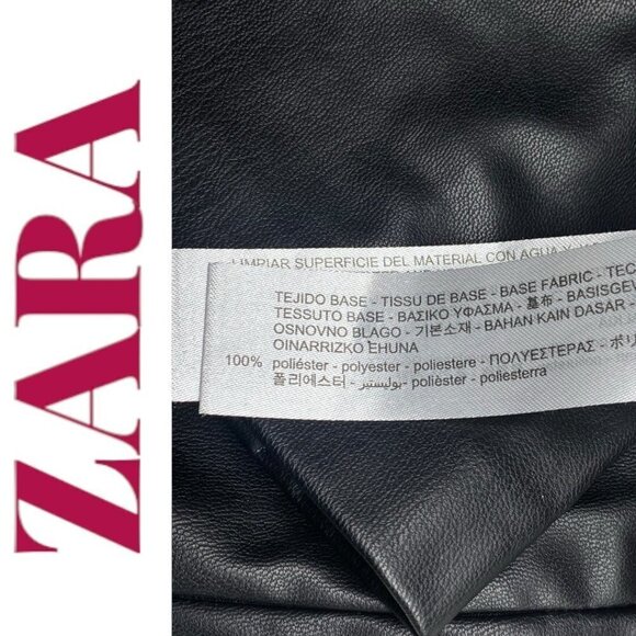 ZARA Faux Leather Slim Bootcut Flare Ankle Zip Full Length Pants Black, Size XS - Picture 14 of 16